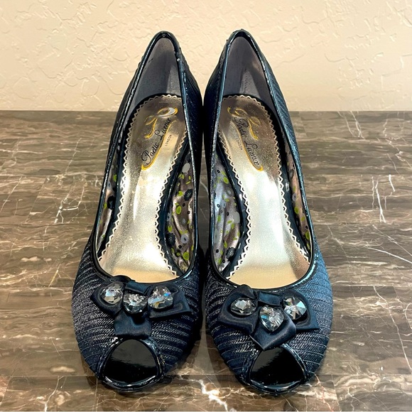 Poetic License Embellished Satin Peep Toe Pumps - Picture 4 of 10